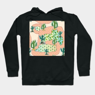 cactus pattern with triangle shapes. Colored polka dots background Hoodie